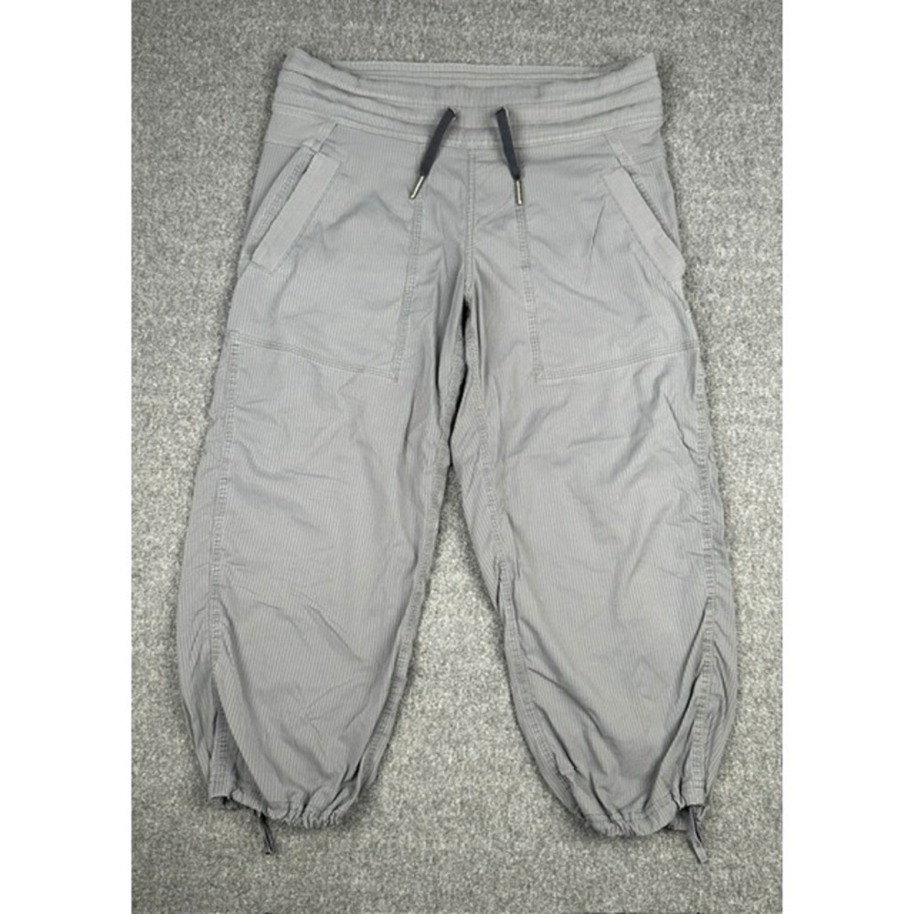 Lululemon Dance Studio Crop Grey Micro Stripe Pants Size 4 Drawstring Jogger